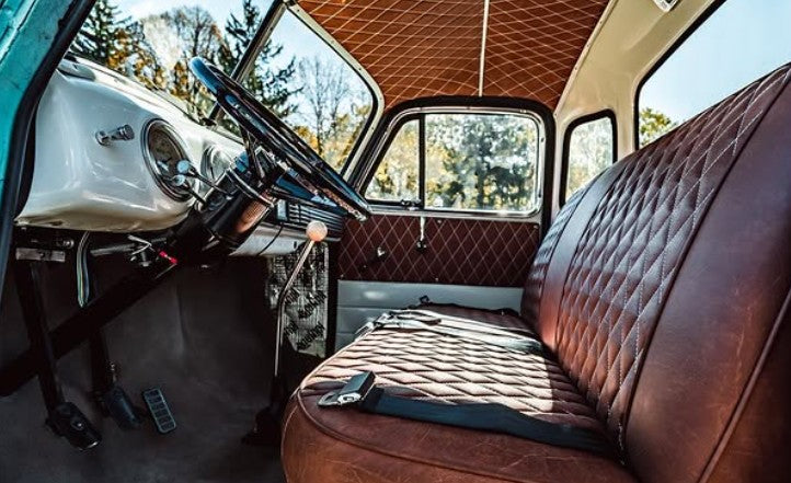 Carrara Buck diamond stitch seat in Max's truck
